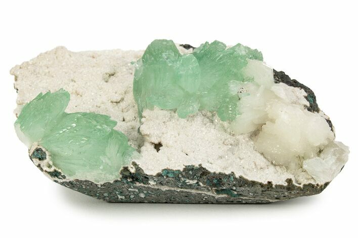 Gemmy, Green Apophyllite Flowers On Stilbite - India #244237